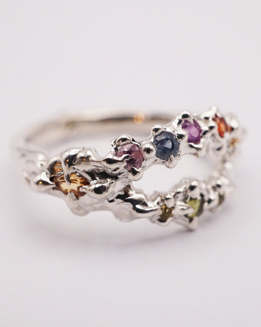 Bague FLAVIA - saphirs multicolores et argent