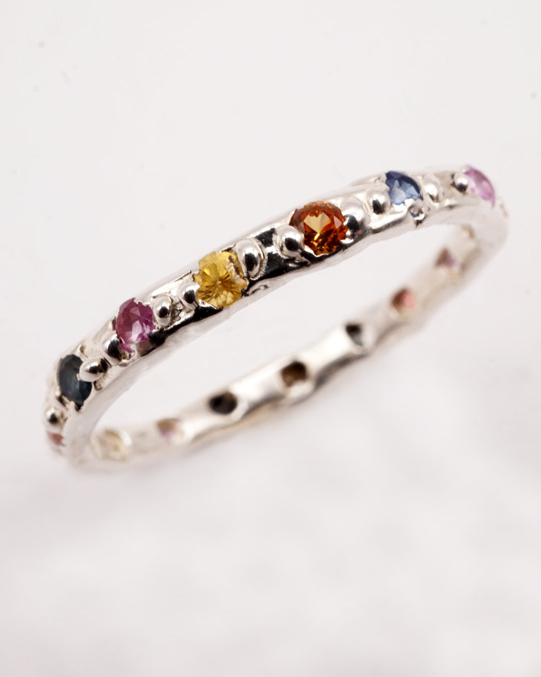 Bague VALERIA - saphirs colorés 2.2mm et argent