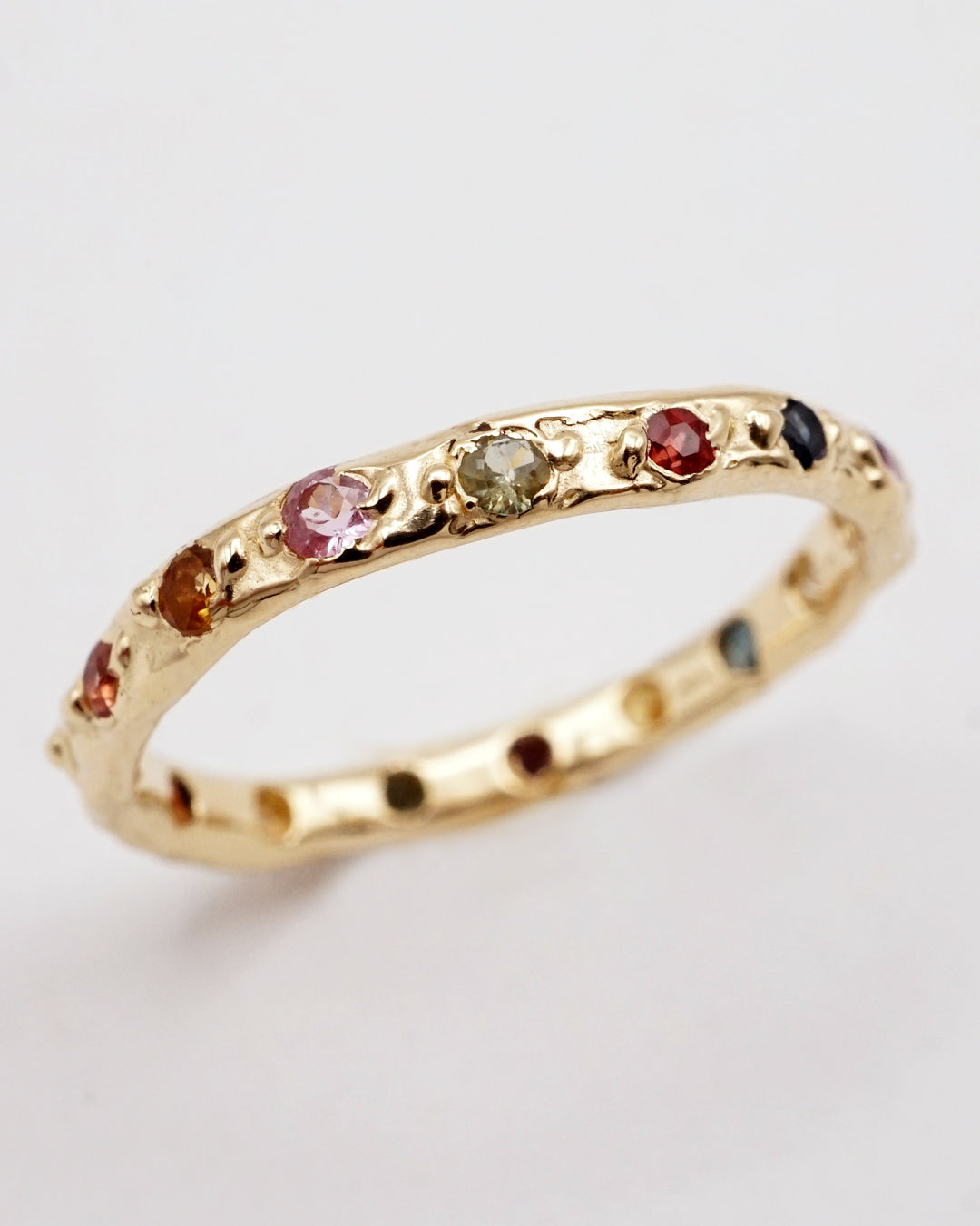 Bague VALERIA - saphirs colorés 2.2mm et or 14k
