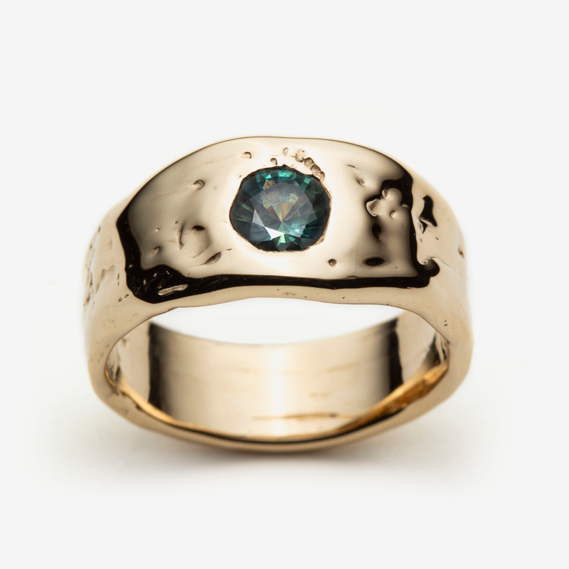 Bague GARANCE - saphir du Montana et or 14k - pièce unique 006