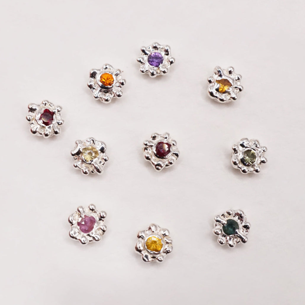 Boucle d'oreille CROCUS - saphir et argent