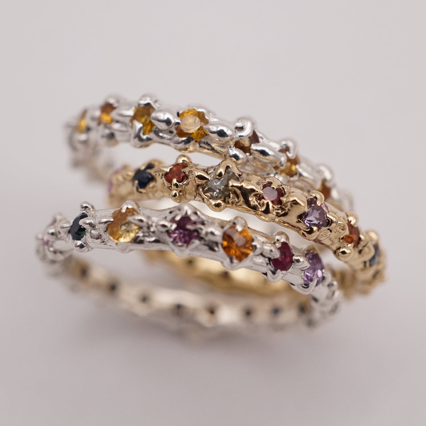 Bague LENA - saphirs colorés 2.2mm et argent