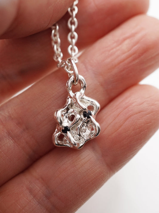 sterling silver OOAK MOVE necklace with sapphires