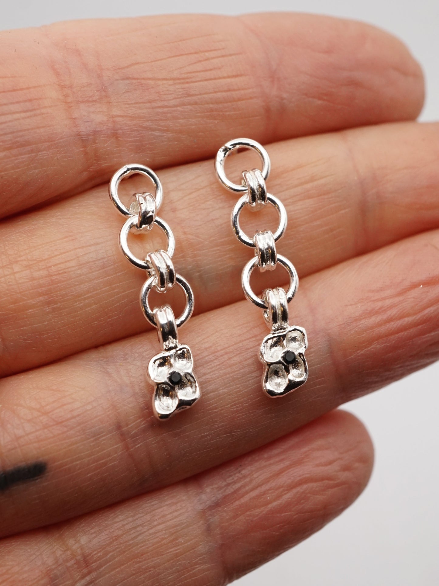 sterling silver TRIPLE CROQUÉE earrings with sapphires