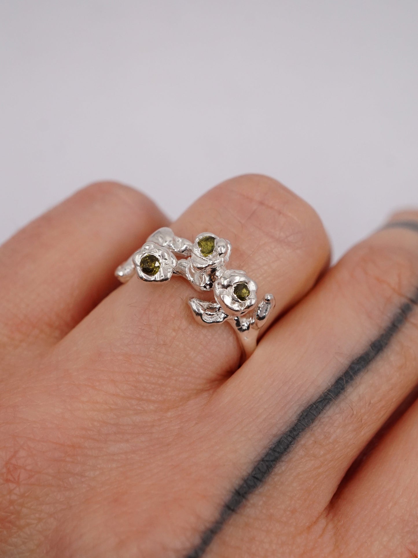 sterling silver TRIO ring with stones