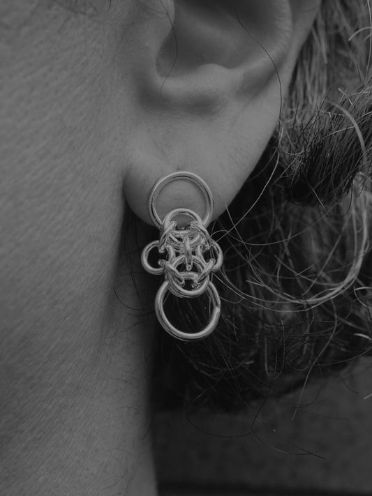 sterling silver OOAK CHAINMAIL earrings III