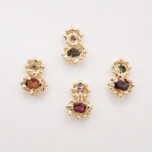 Boucle d'oreille FLORA - saphirs et or 10k - Pièces uniques - Série 01