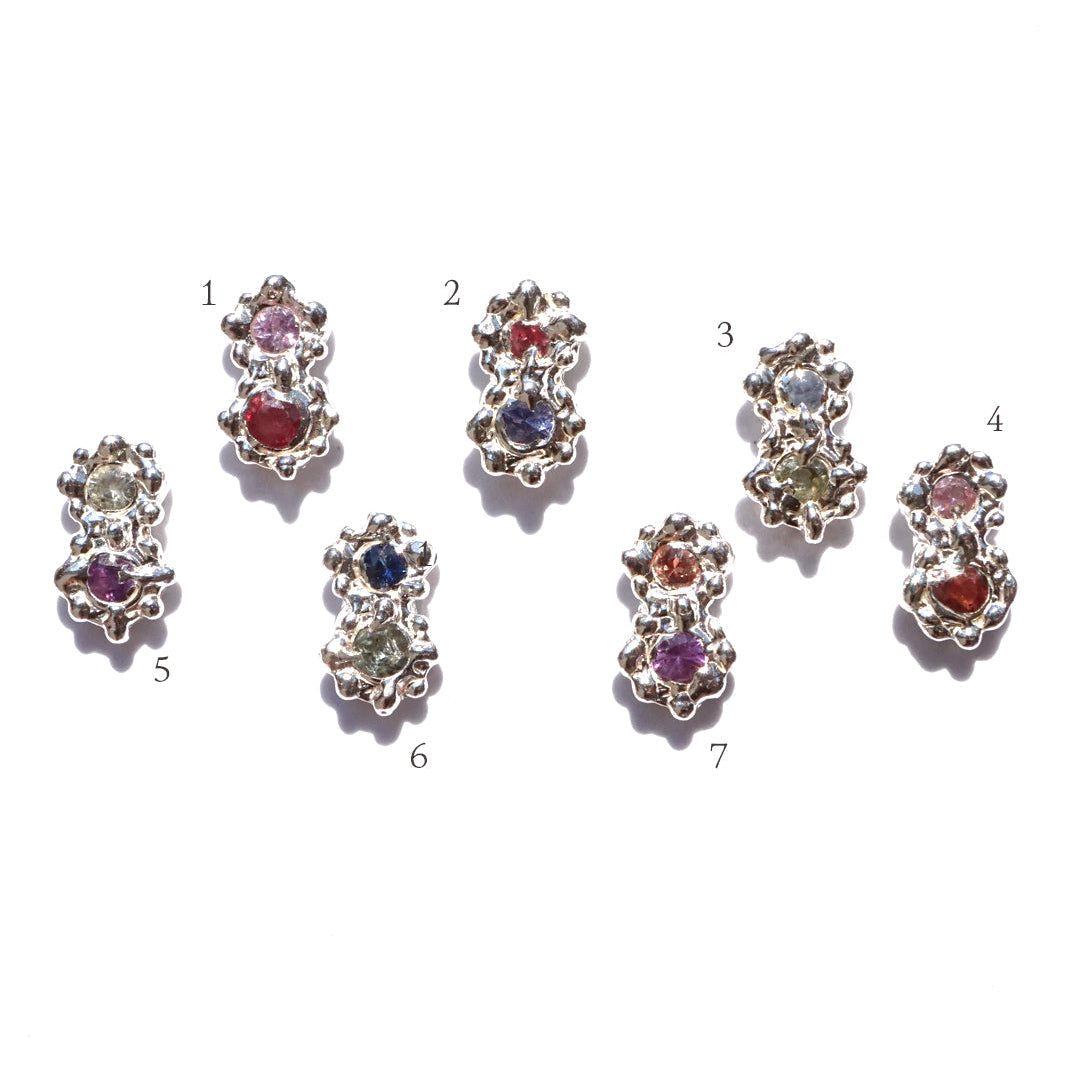 Boucle d'oreille FLORA - saphirs et argent - Pièces uniques - Série 05