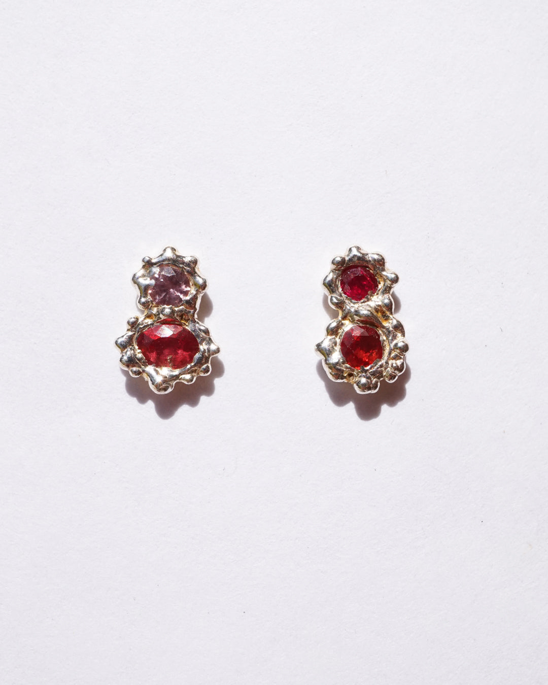 Boucles d'oreilles FLORA - grands saphirs et saphirs argent