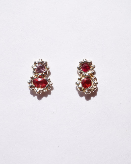 Boucles d'oreilles FLORA - grands saphirs et saphirs argent