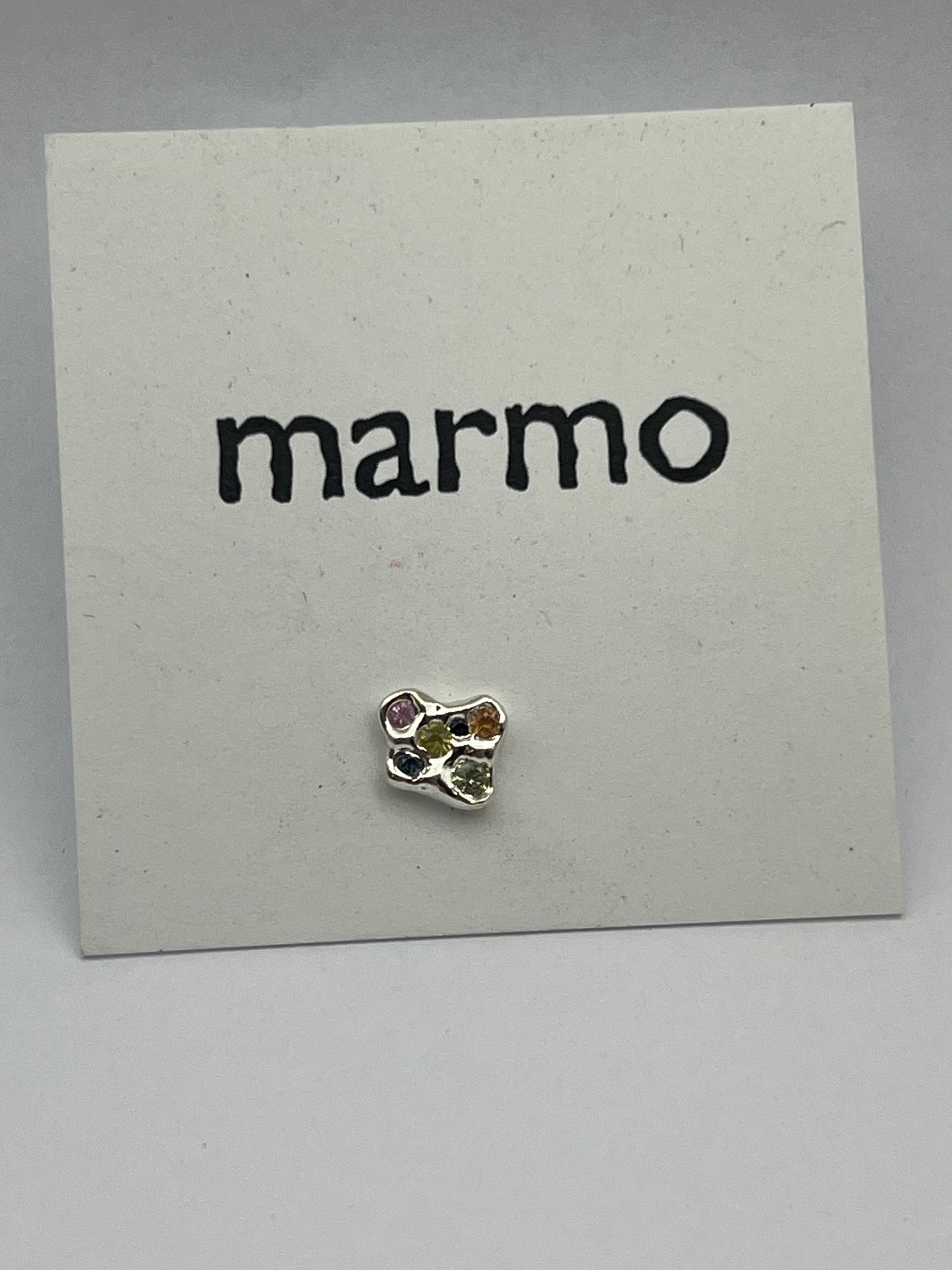 boucle d'oreille unique en argent ooak saphirs amas