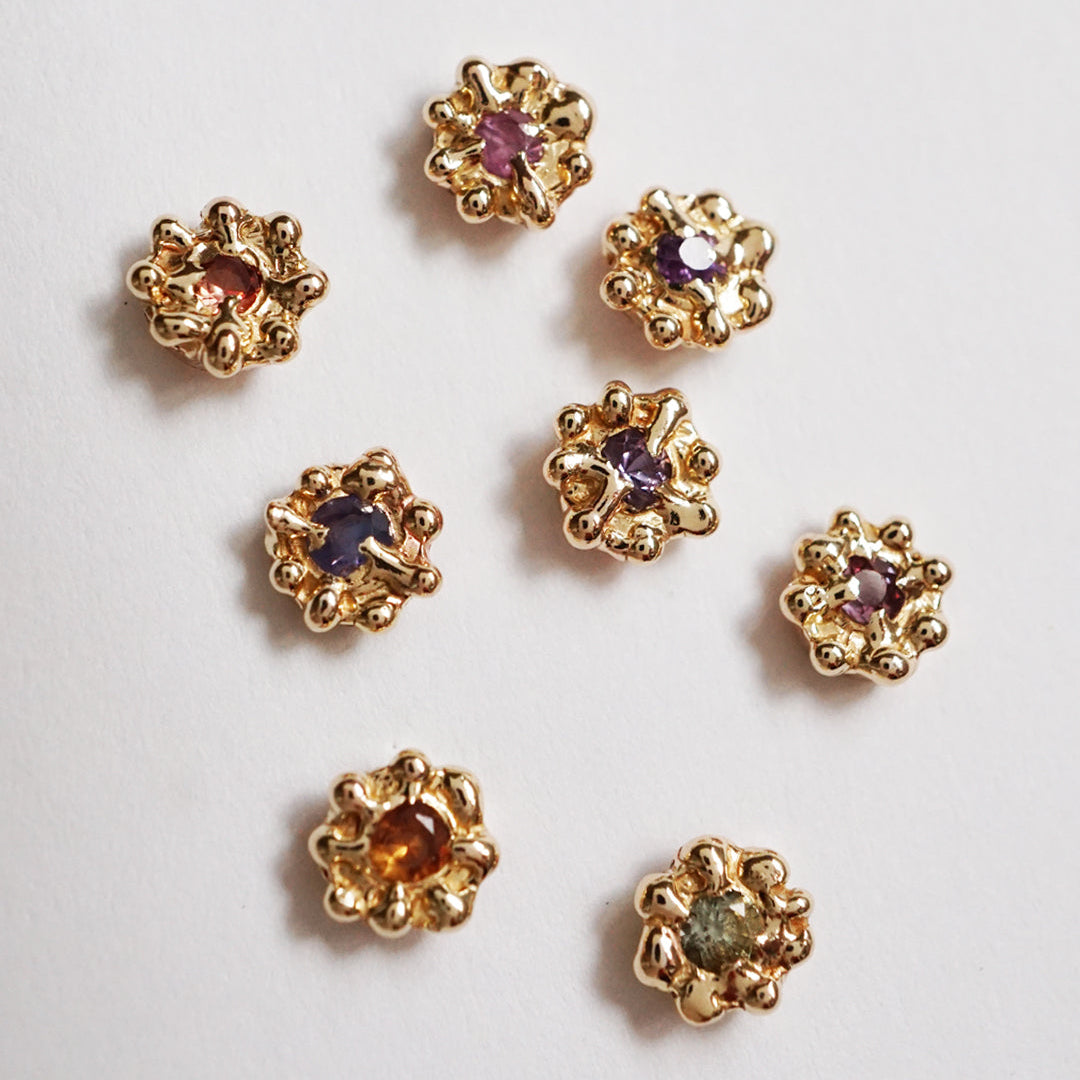 Boucle d'oreille CROCUS - saphir et or 10k