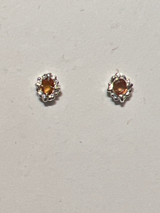 Boucles d'oreilles saphirs ovales ambré et argent