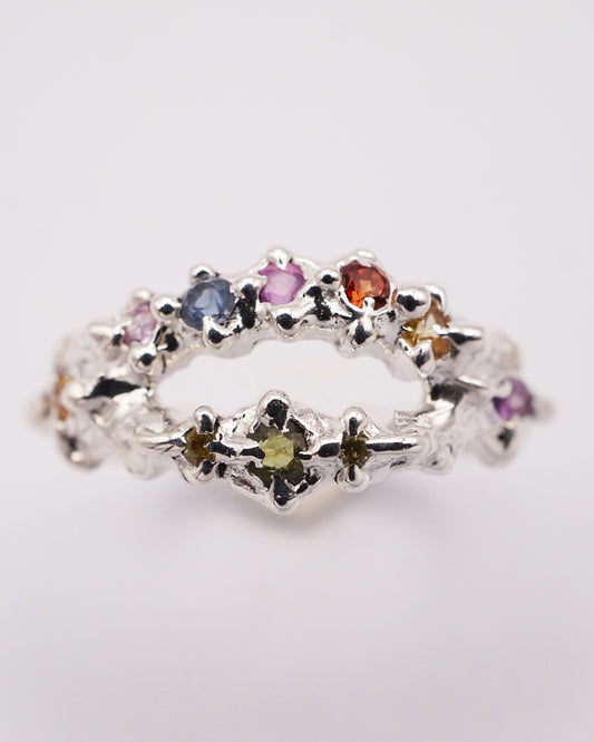 Bague FLAVIA - saphirs multicolores et argent