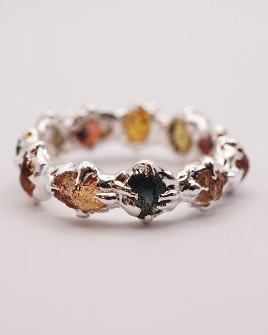 Bague LASZLO - saphirs brut colorés et argent