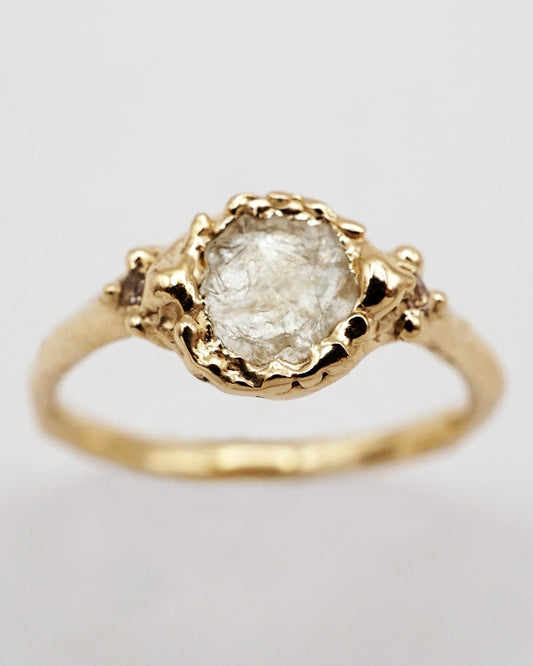 Bague saphir Montana brut incolore et or 10k - pièce unique