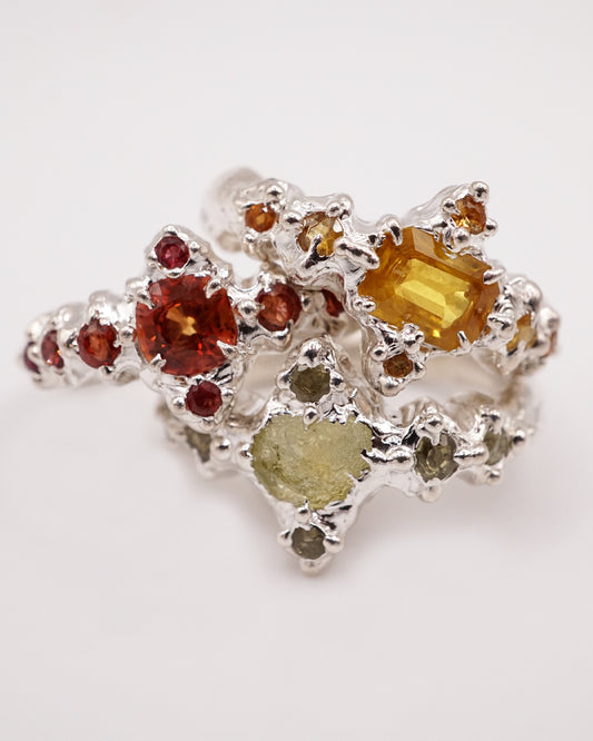 Bague REINE - saphirs et argent - pièces uniques