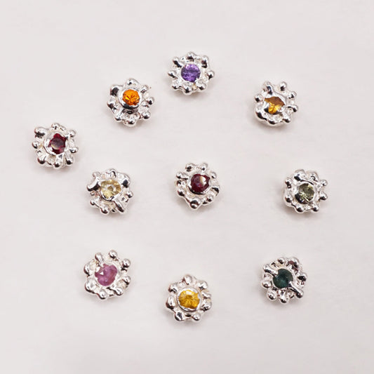 Boucle d'oreille CROCUS - saphir et argent