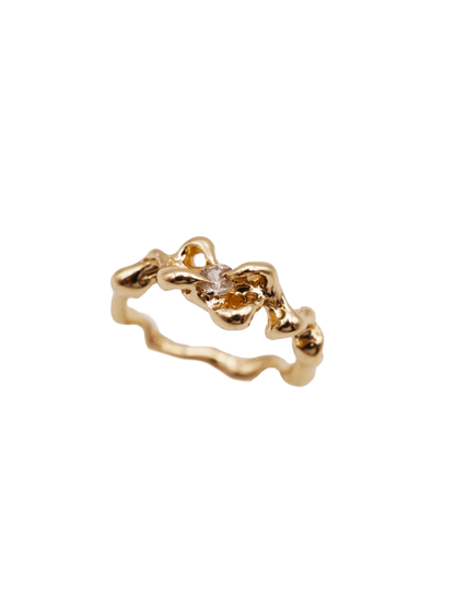 10kt yellow gold ring with clear sapphire - ONE OF A KIND