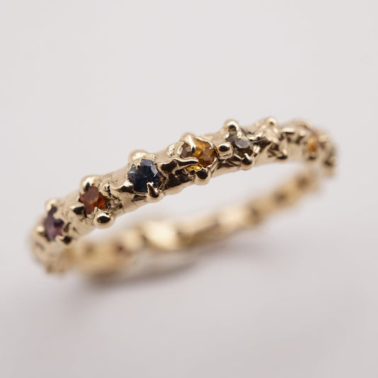 Bague LENA - saphirs colorés 2.2mm et or 14k