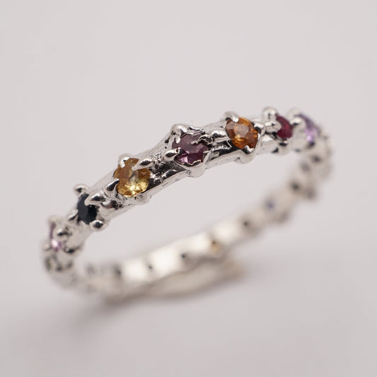 Bague LENA - saphirs colorés 2.2mm et argent