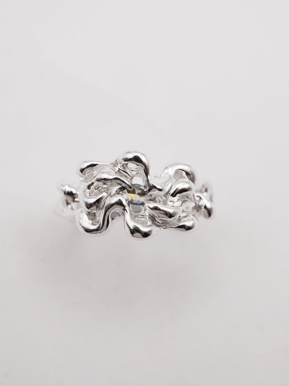 sterling silver KNIT ring with sapphire