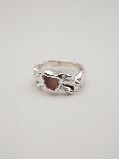 sterling silver OOAK CROQUÉE ring with raw pink sapphire