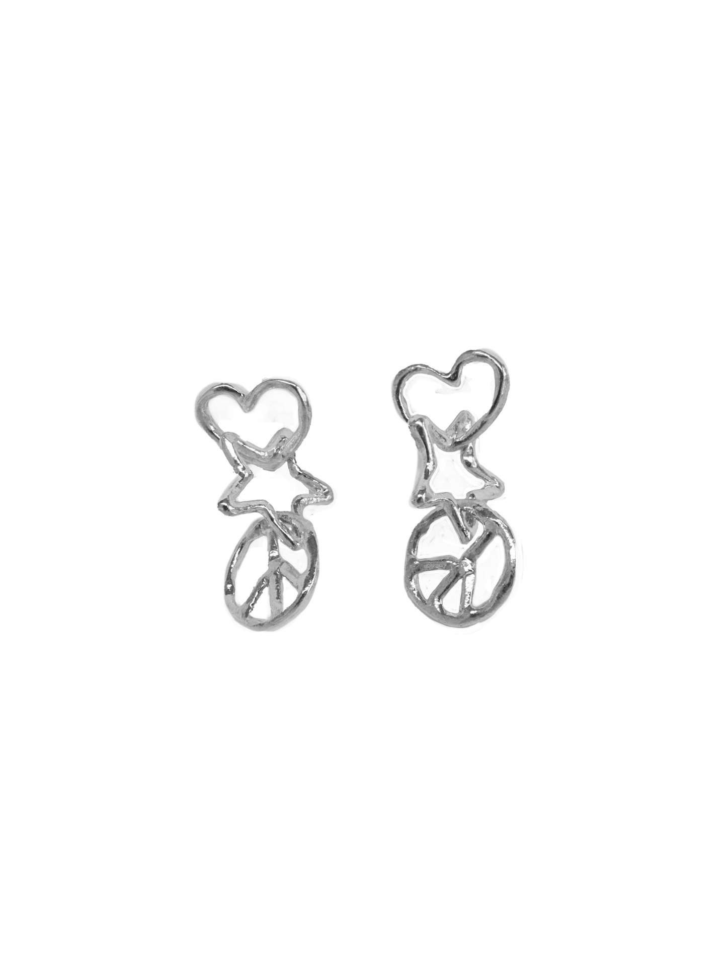 sterling silver PEACE & LOVE earrings