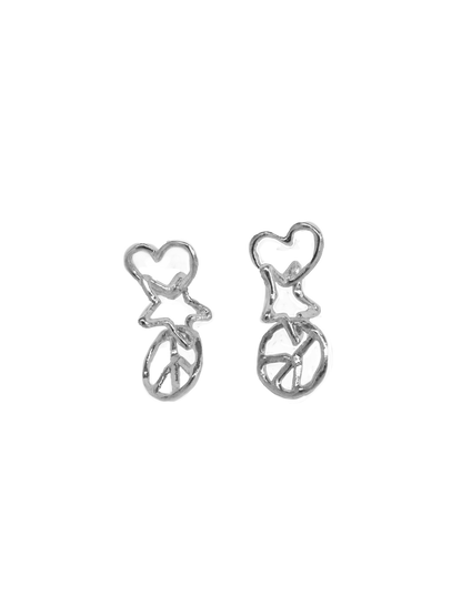 sterling silver PEACE & LOVE earrings