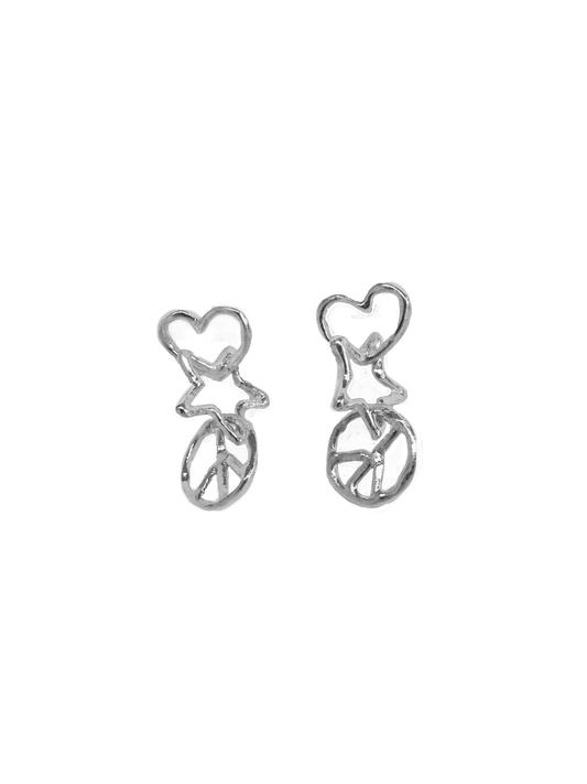 sterling silver PEACE & LOVE earrings