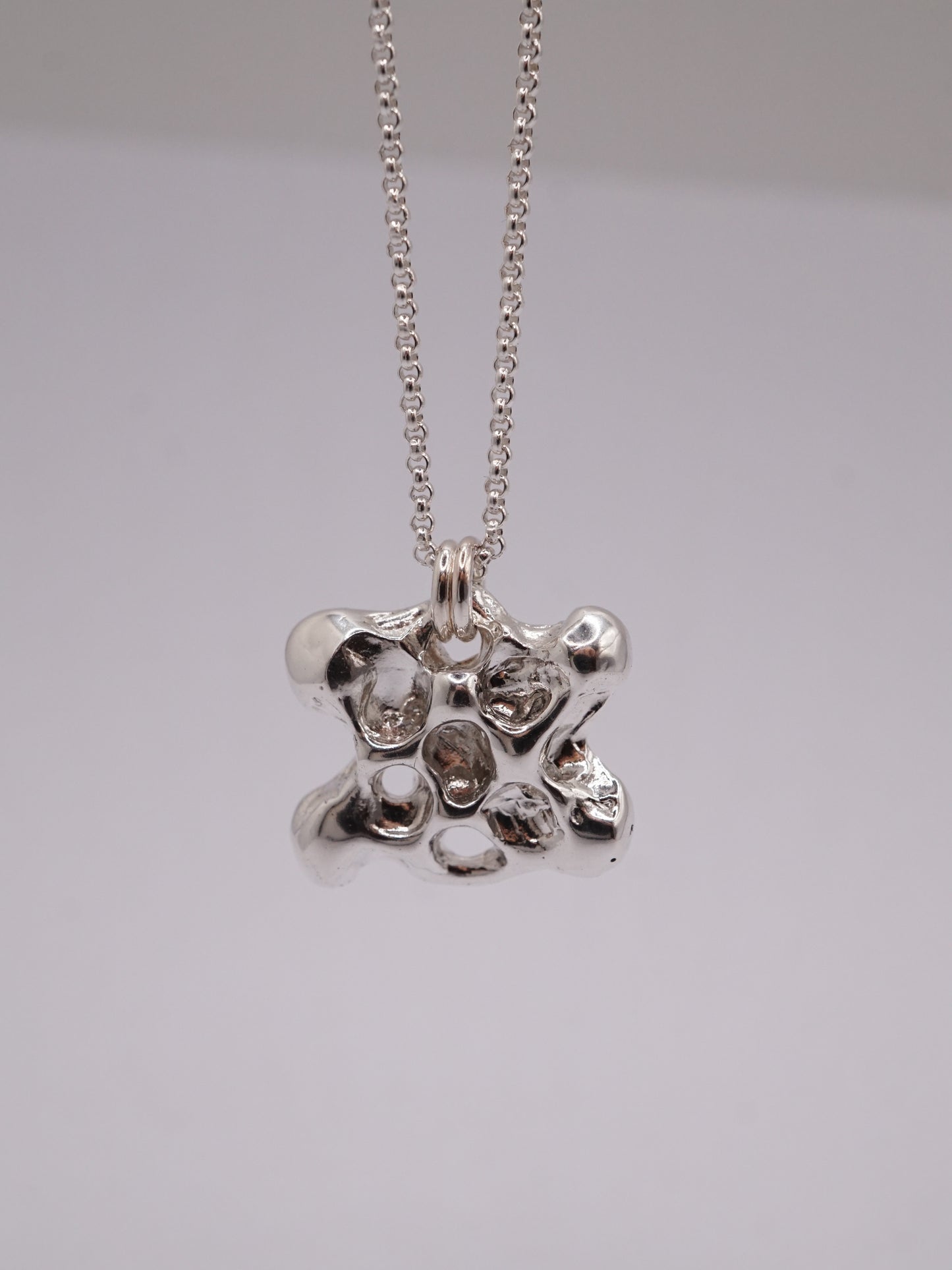 sterling silver OOAK papillon abstrait pendant necklace