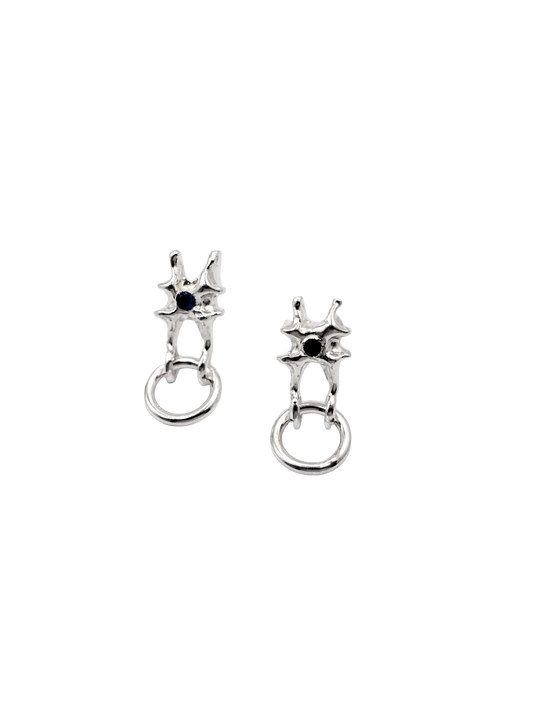 sterling silver ARCHEOLOGIE II stud earring with sapphire