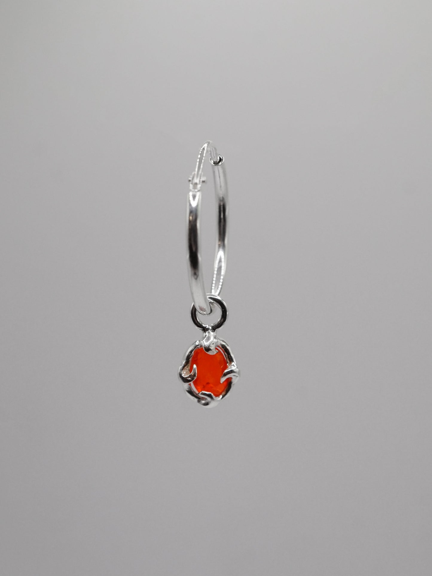 sterling silver FLAMME hoops with fire opals