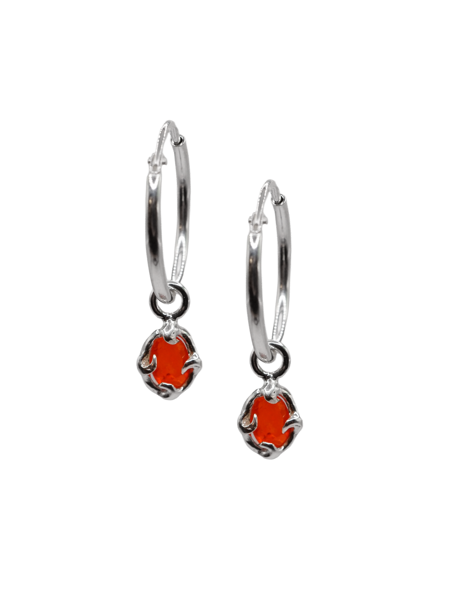 sterling silver FLAMME hoops with fire opals