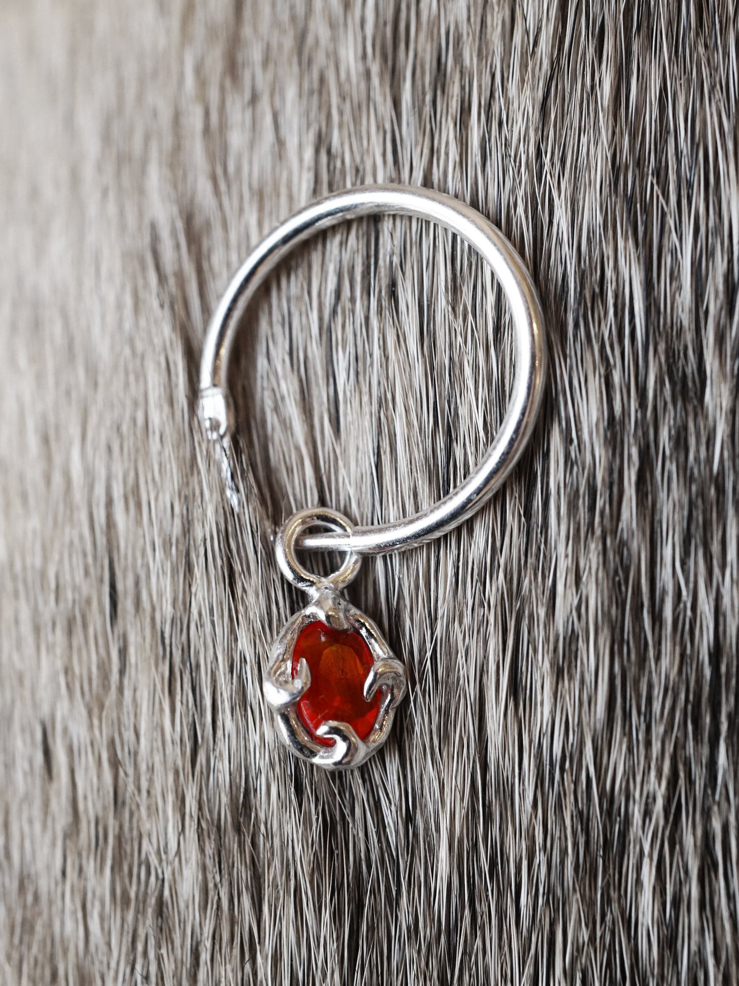 sterling silver FLAMME hoops with fire opals