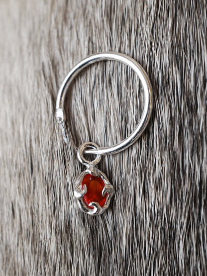 sterling silver FLAMME hoops with fire opals