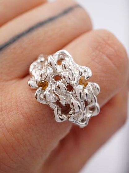 sterling silver MOVE ring with sapphires JJ8