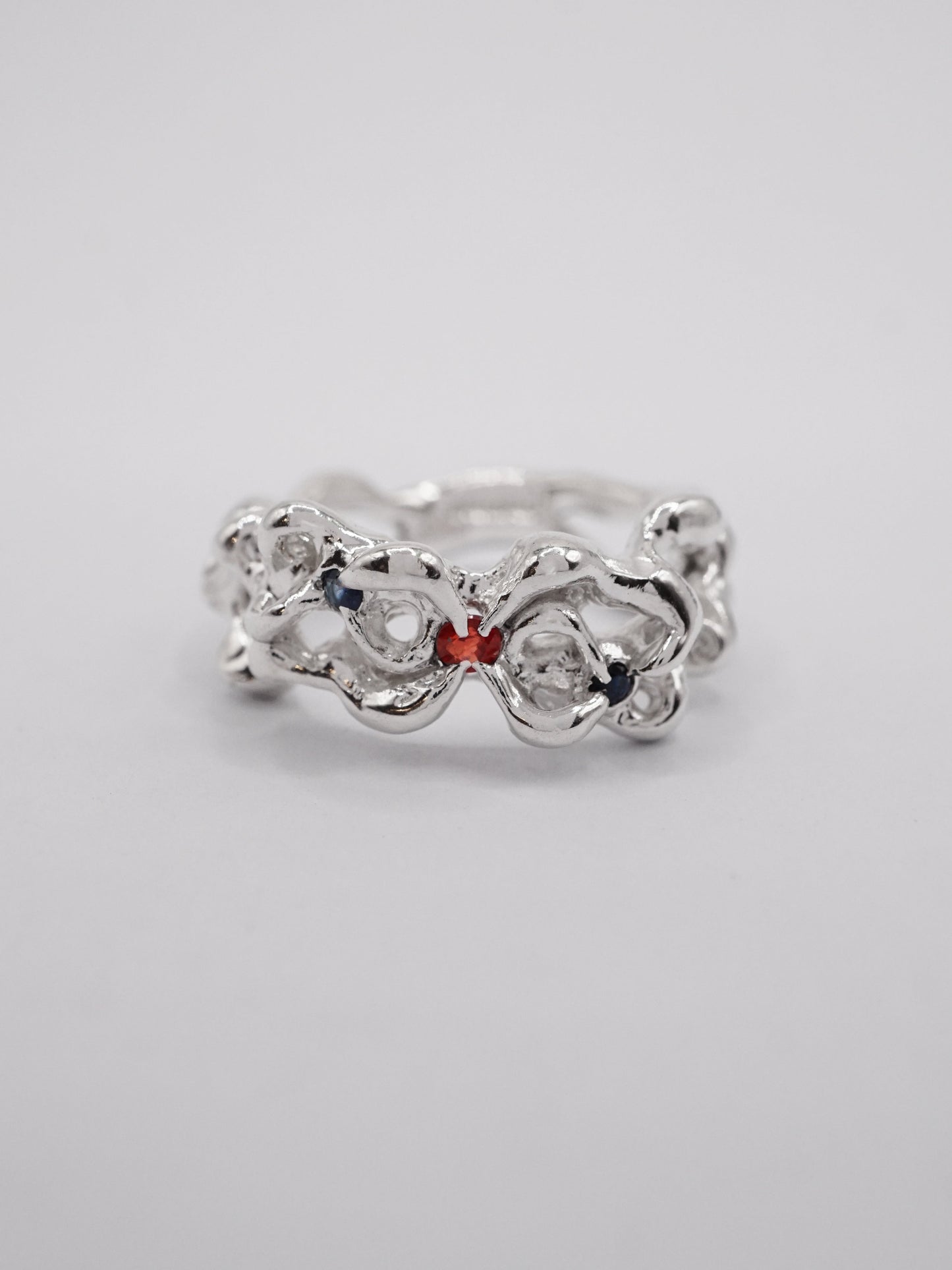 sterling silver MOVE ring with sapphires BOB6.5