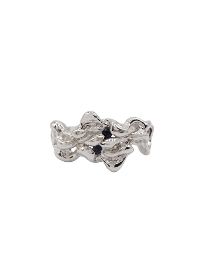 sterling silver MOVE ring with sapphires BB6.75