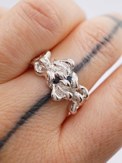 sterling silver MOVE ring with sapphires BB6.75