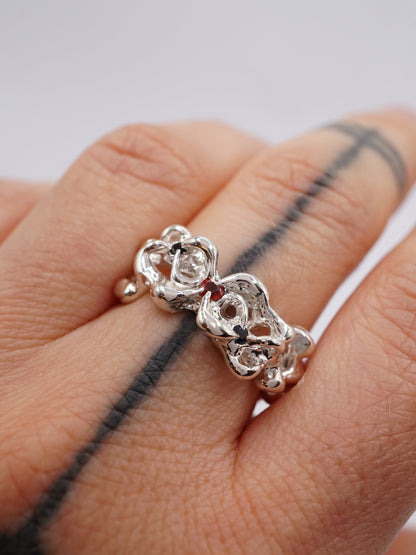 sterling silver MOVE ring with sapphires BOB6.5