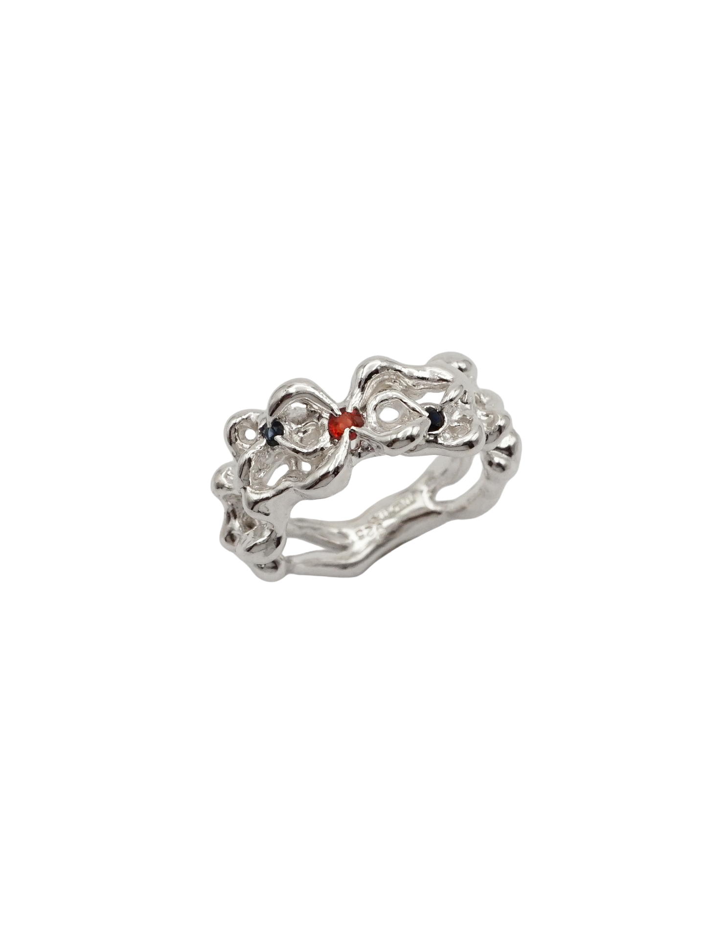 sterling silver MOVE ring with sapphires BOB6.5