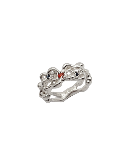 sterling silver MOVE ring with sapphires BOB6.5