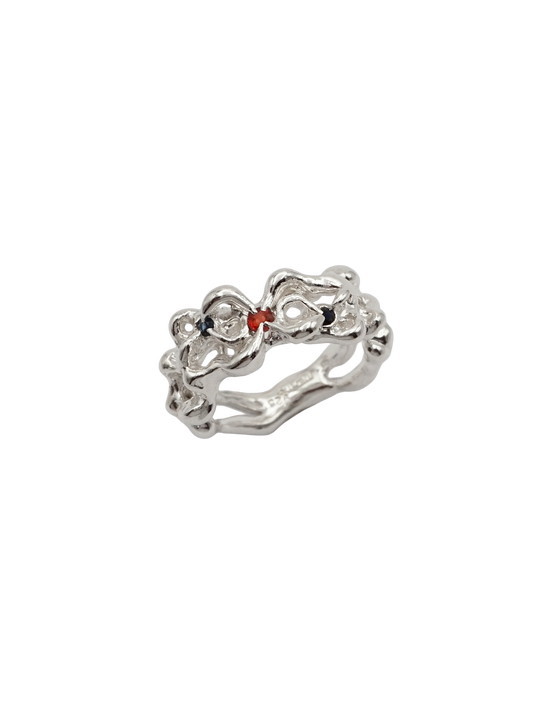 sterling silver MOVE ring with sapphires BOB6.5