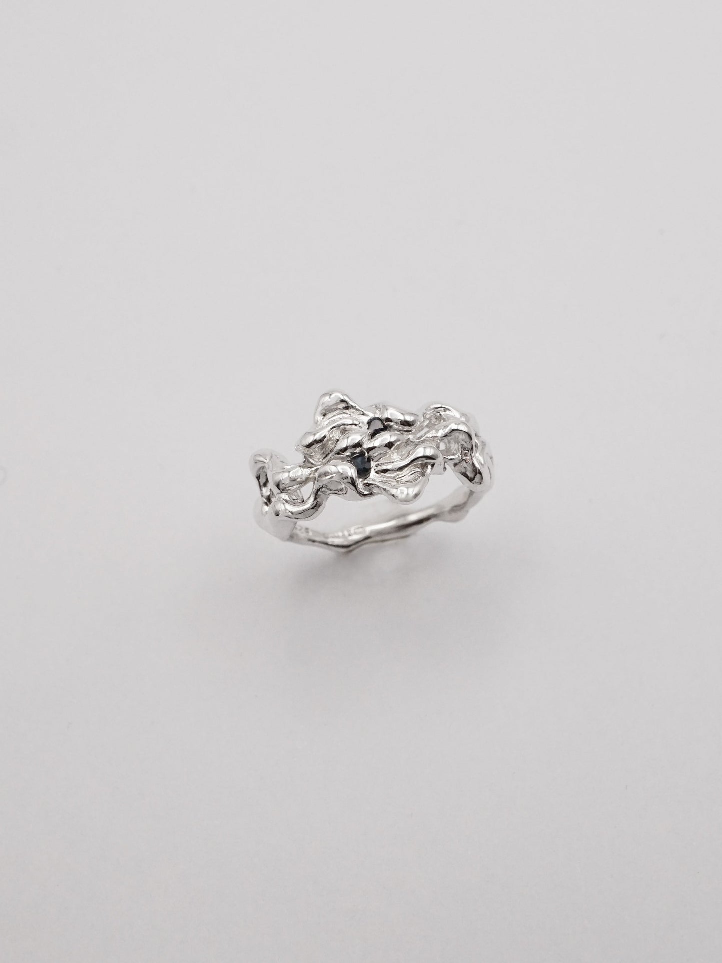 sterling silver MOVE ring with sapphires BB6.75