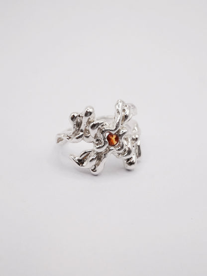 sterling silver MOVE ring with sapphires O7.5