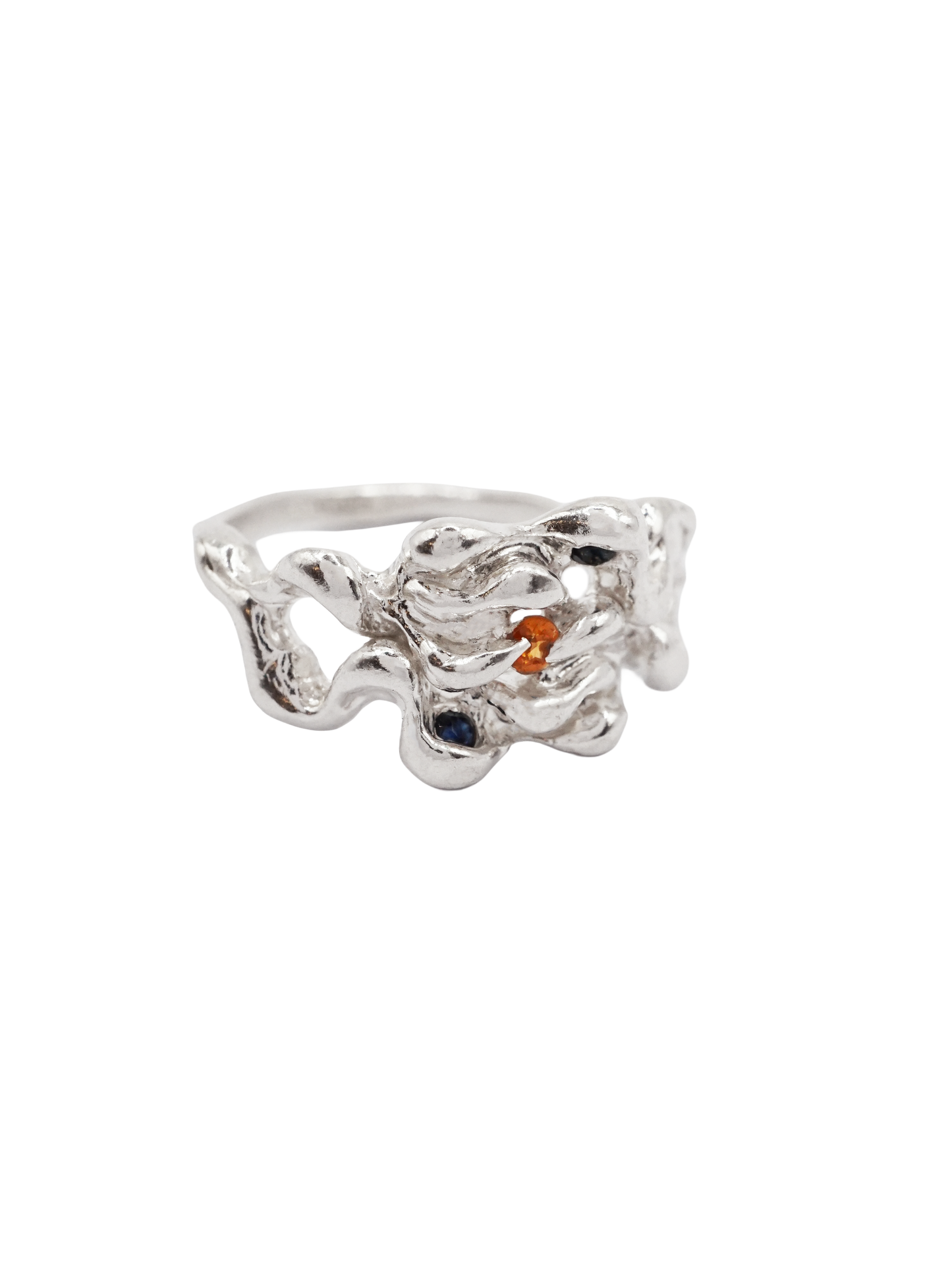 sterling silver MOVE ring with sapphires BOB7.5