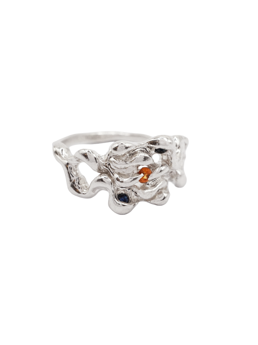 sterling silver MOVE ring with sapphires BOB7.5