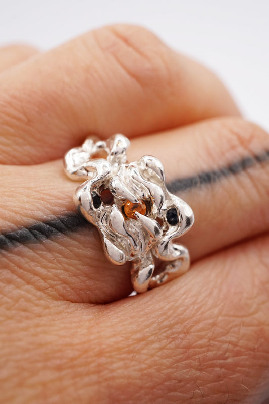 sterling silver MOVE ring with sapphires BOB7.5