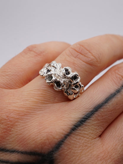 sterling silver BOUQUET DOUBLE ring with sapphires